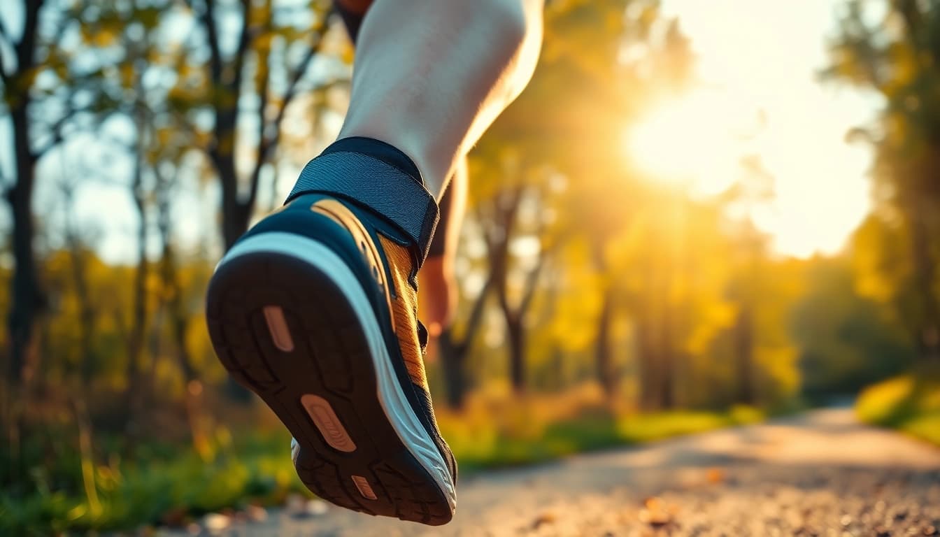 Best ankle brace for supination worn by a runner for stability and support.