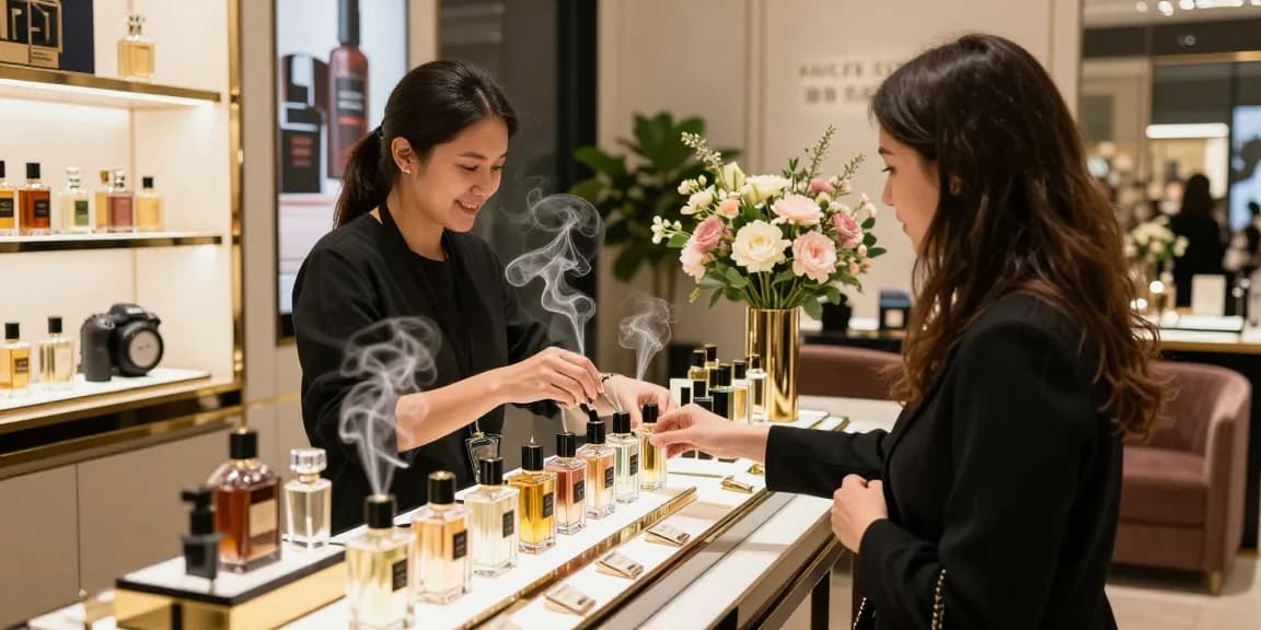 Experience luxurious perfume deals and discounts in a chic fragrance boutique with expert guidance.
