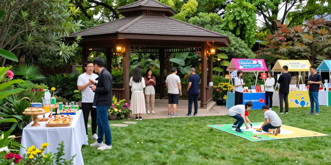 Elegant event setup with a gazebo hire from https://www.gazebohirelondon.co.uk/ creating a cheerful outdoor atmosphere.