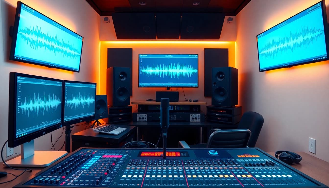 Enhance sound quality using online mastering services with a professional sound engineer at work.