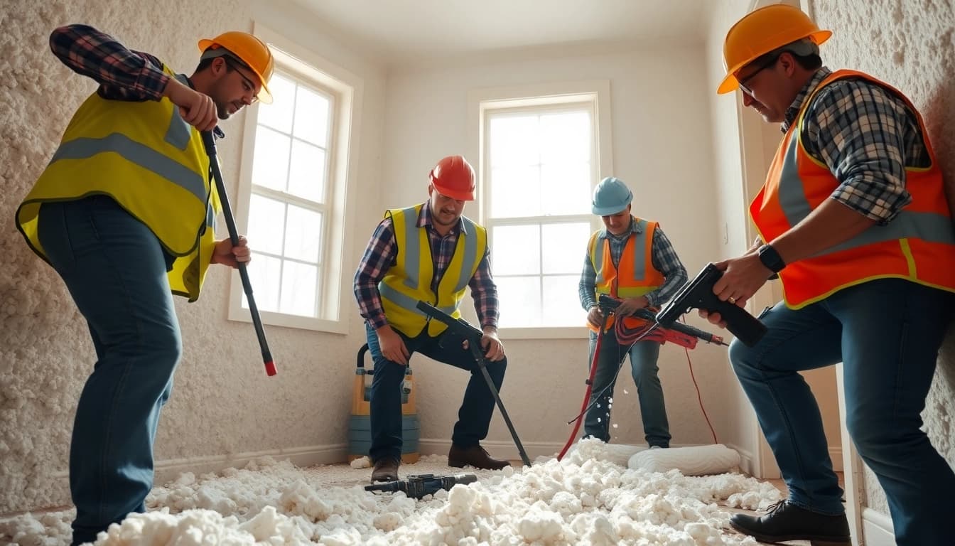 Efficient spray foam insulation removal UK by professionals in a bright home setting.