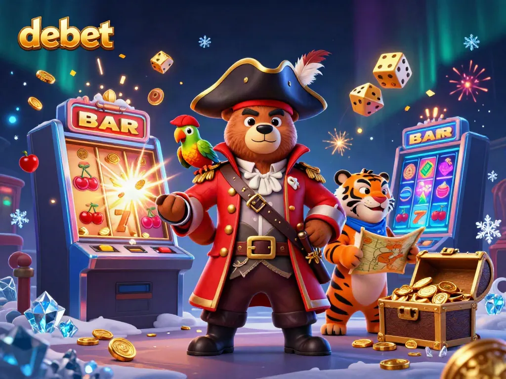 Experience thrilling casino adventures with debet as the pirate captain and his companions reveal a jackpot!