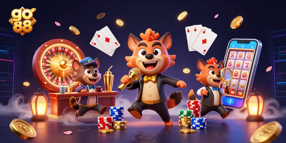 Experience the excitement of go 88 with hyenas in a lively casino scene full of gold coins and vibrant energy.
