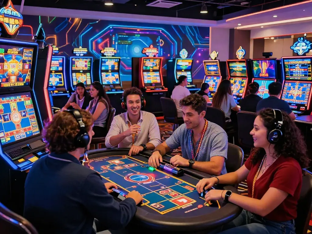 LU88 players enjoying engaging online gaming experience in a vibrant casino environment