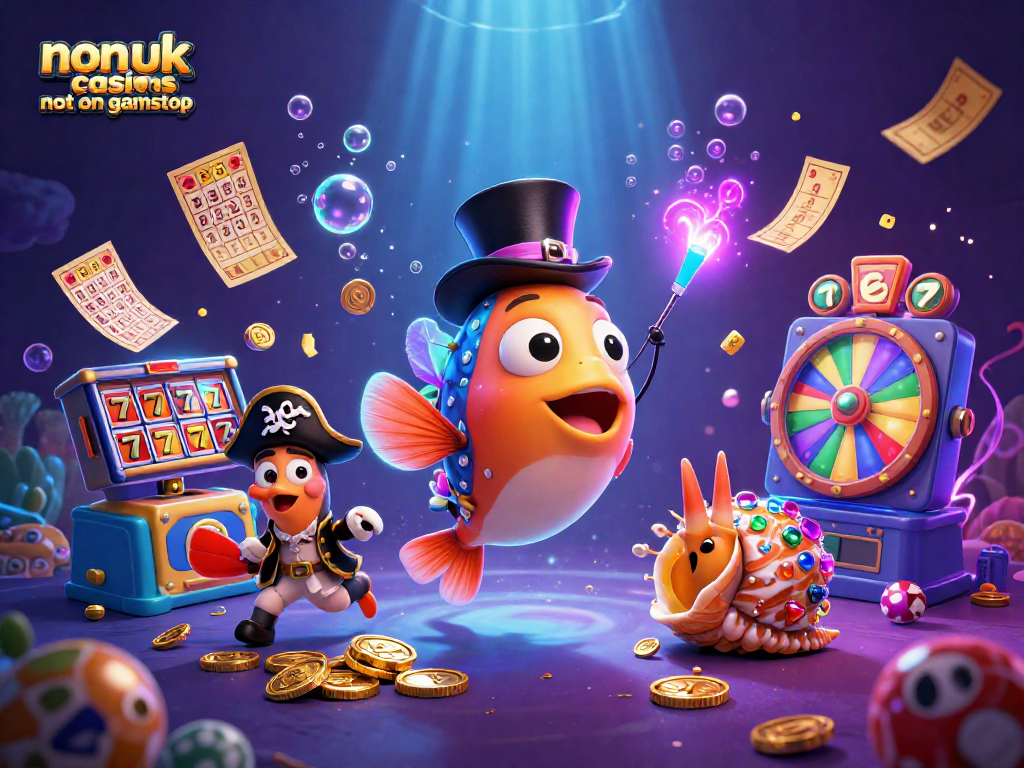 Win big at non uk casinos not on gamstop with exciting cartoon characters in a lively 3D illustration.