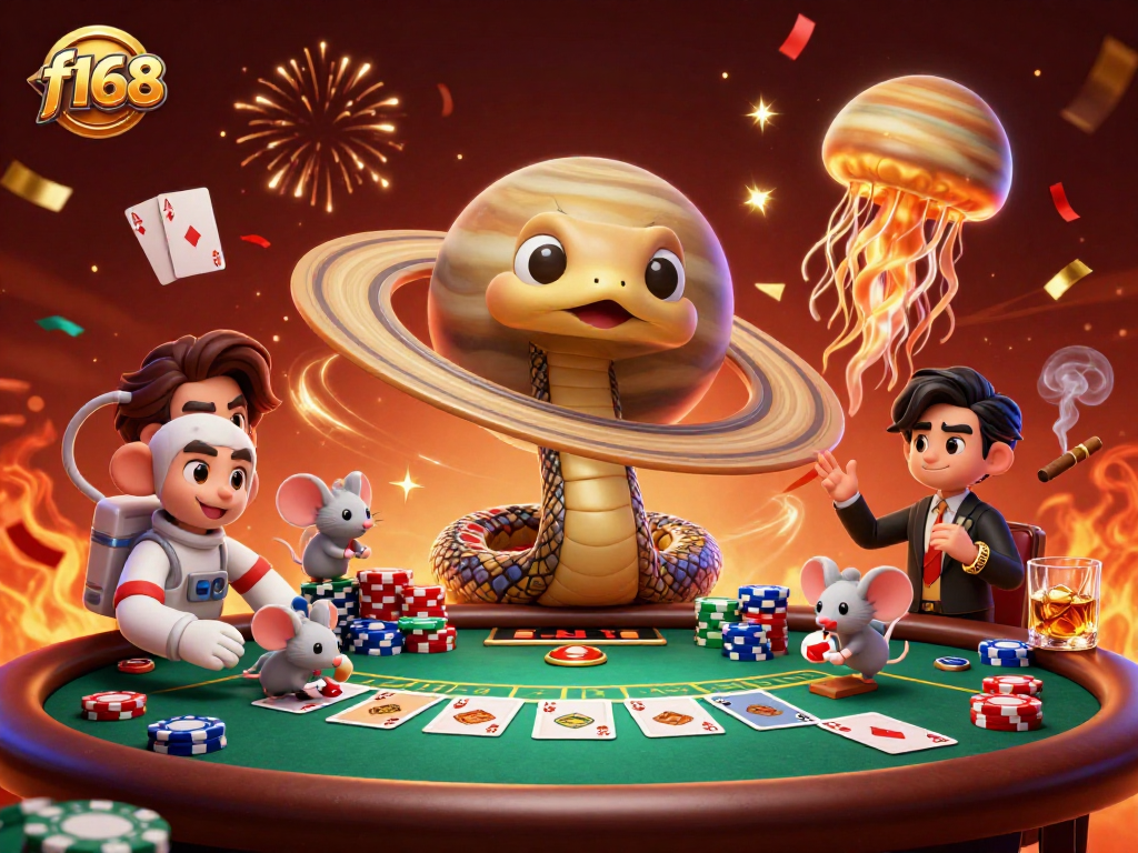 Engage with f168's thrilling betting scene, featuring a cosmic roulette inspired by Saturn.