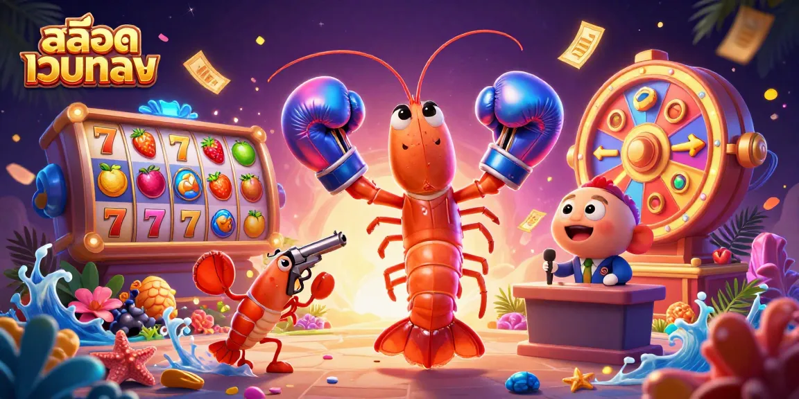 Experience สล็อตเว็บตรง action with vibrant slot reels and dynamic characters in this lively 3D illustration.