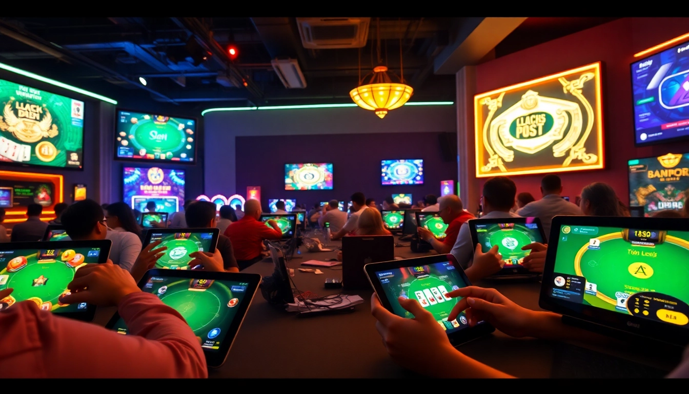 Exciting online card gaming scene at gamebaidoithuong.com.vc with players engaged in top games.