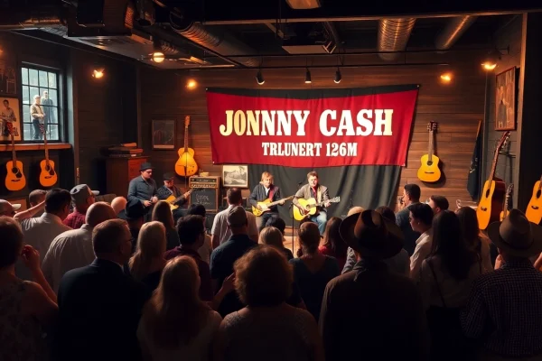 Celebrating at johnnycashbirthday.com with live music and fans at the Johnny Cash Museum.