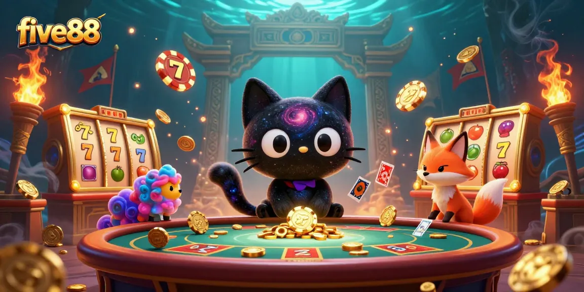 Join the cosmic fun at five88 where a black hole cat spins a winning slot!