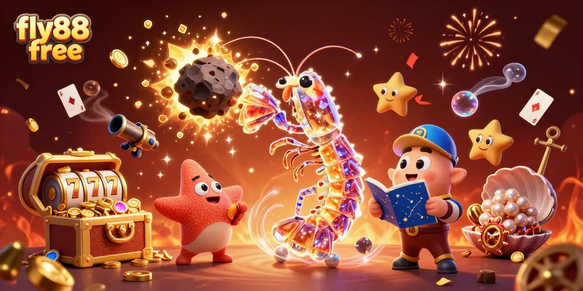 Explore the vibrant world of fly88 free, where a galactic mantis shrimp battles asteroids for treasures in a lively casino.